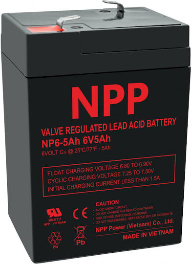 Npp NPP NP6-5Ah Μπαταρία UPS με Χωρητικότητα 5Ah και Τάση 6V