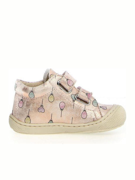 Leather Kids Boots with Velcro Pink