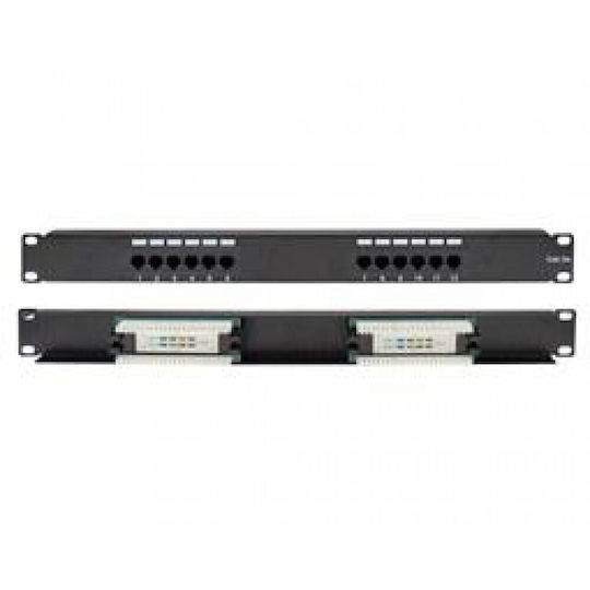 Panel Телефонен пач панел за рафт 1U 19" 12 порта cat5e
