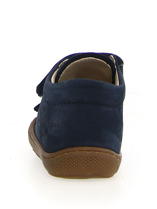 Anatomical Leather Kids Boots with Velcro Blue