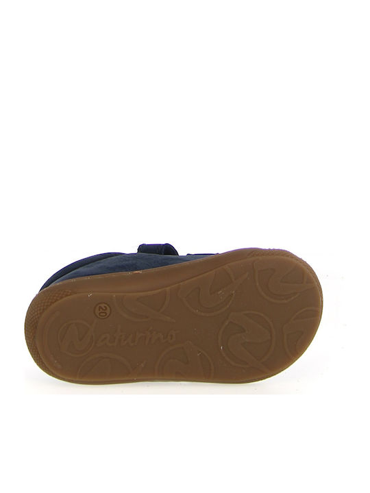 Anatomical Leather Kids Boots with Velcro Blue