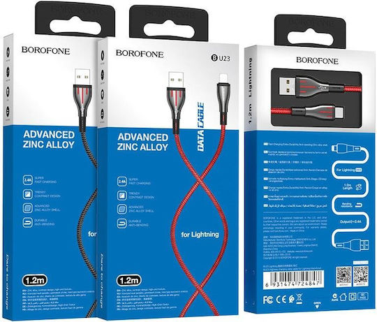 Borofone USB-A to Lightning Cable Μαύρο 1.2m BFO-BU23-L-BR