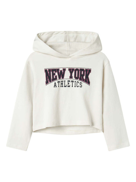 Kinder-Sweatshirt mit Kapuze und Taschen Ecru