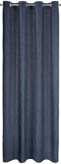 Eurofirany Κουρτίνα με Τρουκς Inga Μπλε 140x250εκ.