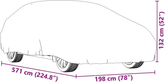 vidaXL Κουκούλα 571x198x132cm Αδιάβροχη XXLarge για Sedan που Στερεώνεται με Ιμάντες