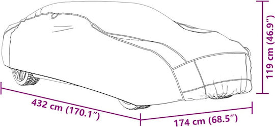 vidaXL Κουκούλα 432x174x119cm για χαλάζι Αδιάβροχη XLarge για Sedan που Στερεώνεται με Ιμάντες