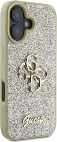 Guess Fixed Glitter Umschlag Rückseite Kunststoff Gold (iPhone 16)