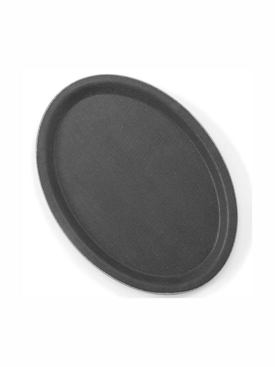 Hendi Oval Serviertablett Rutschfest in Schwarz Farbe 21x29x21cm 1Stück
