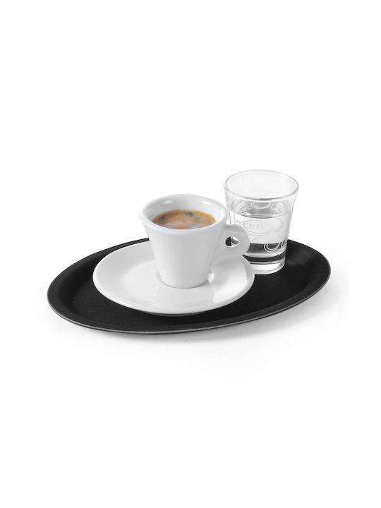 Hendi Oval Serviertablett Rutschfest in Schwarz Farbe 21x29x21cm 1Stück