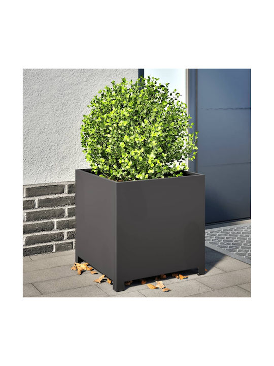 vidaXL Grădină Planter Box Metal Negru 50x50x50cm.