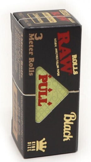 Raw Black Roll Classic King Size Unrefined 3 Μέτρα Κουτι 12 Τεμ
