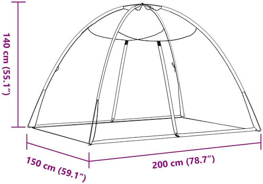vidaXL Camping Mosquitos Nest Black 200x150x140cm