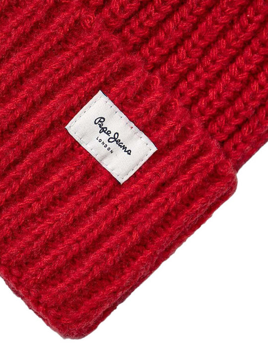 Pepe Jeans Beanie Unisex Beanie Knitted in Red color