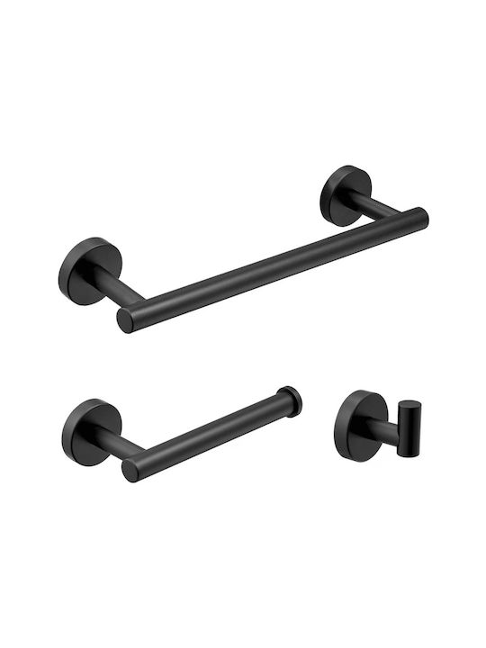 Whimlets Single Wall-Mounted Bathroom Rail ​3.1x3.1cm Black