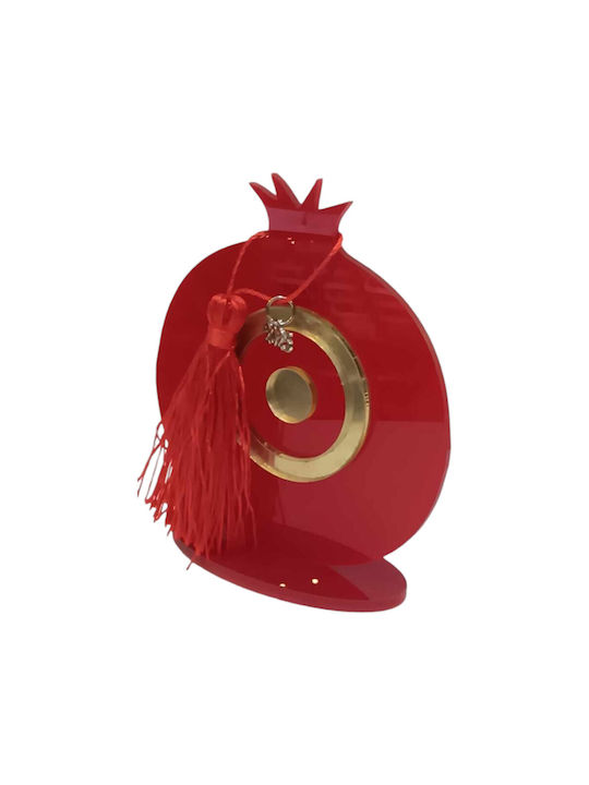 LUCKY CHARM 2025 ACRYLIC RED POMEGRANATE WITH TASSEL 2023-5048 10X10CM