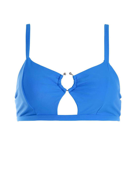 Luigi Padded Sports Bra Bikini Top with Adjustable Straps Blue