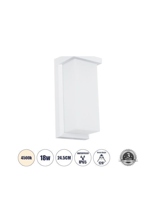 GloboStar Loft Wall-Mounted Outdoor LED Ceiling Lamp IP65 18W with Natural White Light 24.5x11x9.5cm
