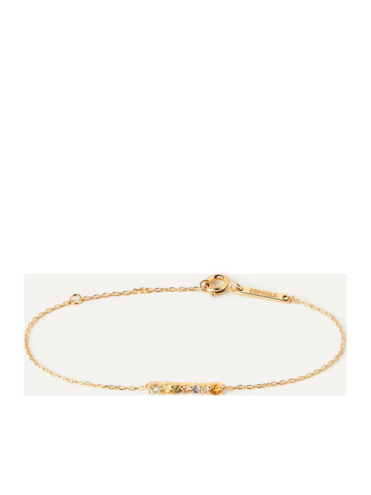 P D Paola Women's Silver Chain Bracelet Gold Plated with Zircon 19cm