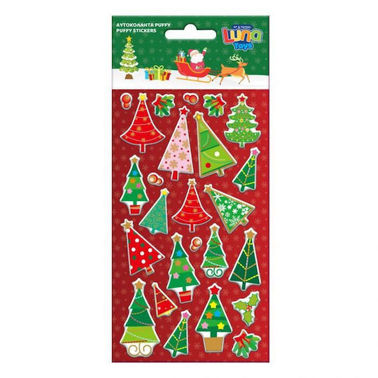 Luna Χριστουγεννιάτικα Αυτοκόλλητα Puffy Glitter 10x22εκ. (Διάφορα Σχέδια/Χρώματα)