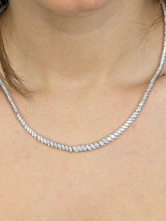 Kiriakos Gofas Set with Necklace & Bracelet from White Gold 14K with Stones