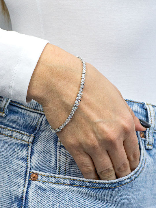 Kiriakos Gofas Set with Necklace & Bracelet from White Gold 14K with Stones