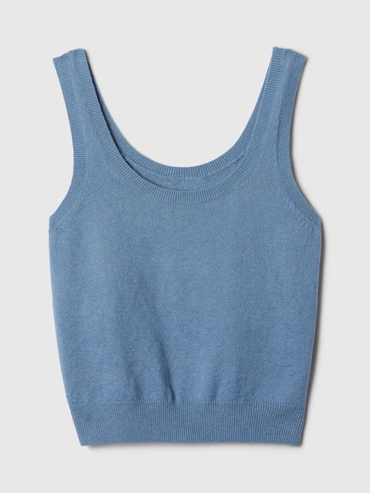 GAP Women's Crop Top Cotton Sleeveless Bainbridge Blue