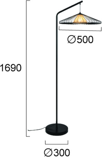 Viokef Mona Floor Lamp H169cm. Black Viokef Mona Floor Lamp H169cm. Black
