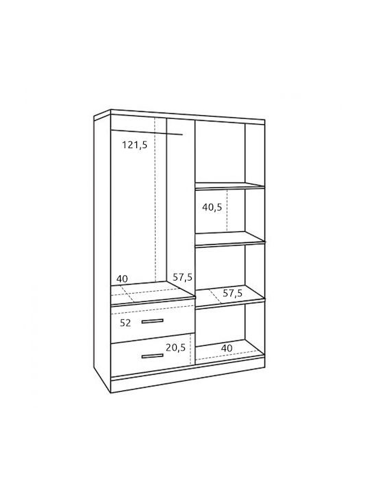 Vier Türen Kleiderschrank Blakely Sonama 120x42.5x180.5cm