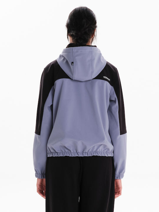 Women's Short Lifestyle Jacket for Winter with Hood Dusty Violet/black