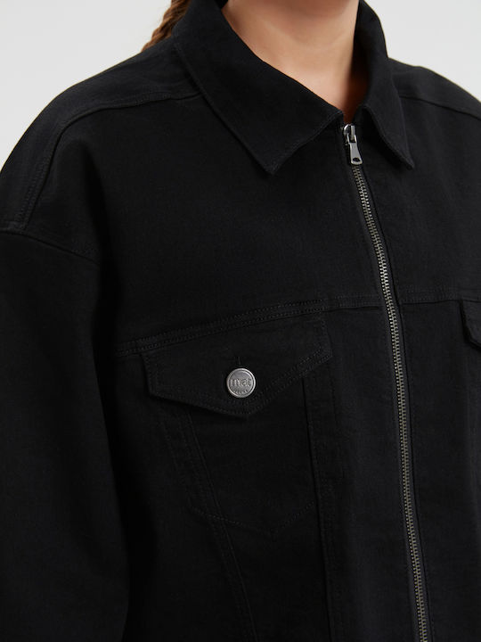 Lang Damen Jeansjacke Schwarz