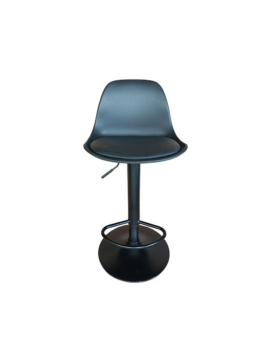Stool Bar Louser with Back & Adjustable Height Black 44x46x94-114cm