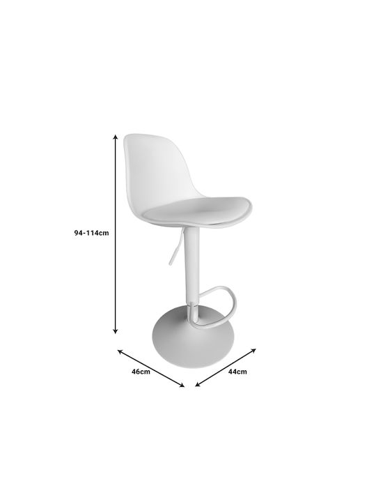 Stool Bar Louser with Back & Adjustable Height White 44x46x94-114cm