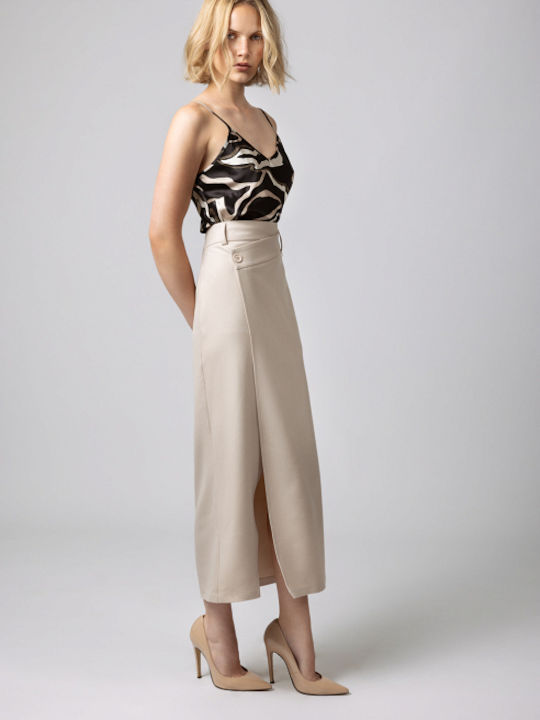 Desiree High Waist Midi Envelope Skirt vanilla