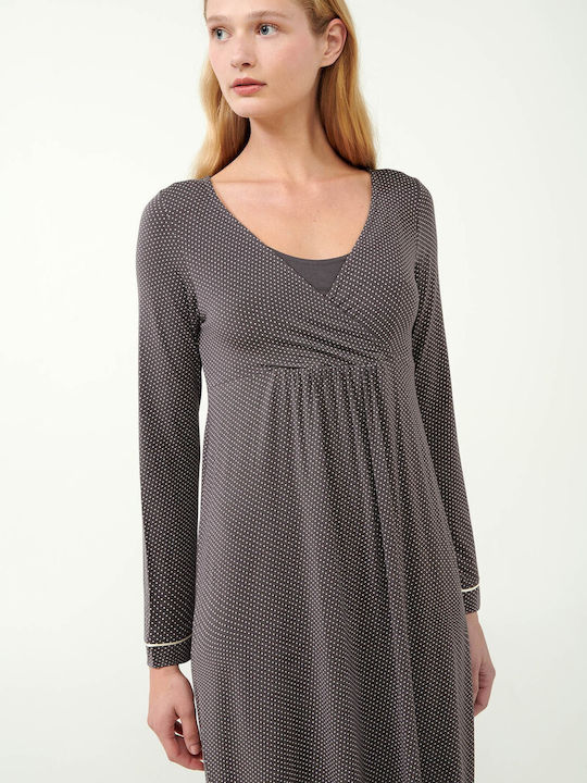 Winter Nursing Nightgown Vamp 21055 Grey