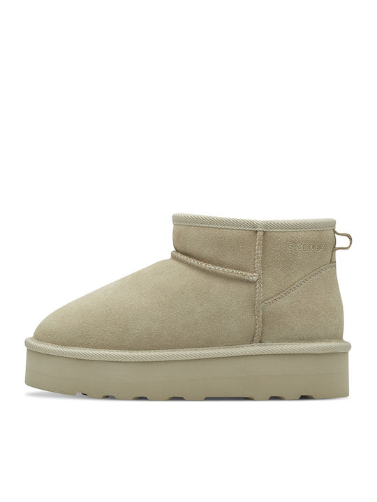 Essentials Women's Ankle Boots with Fur Beige
