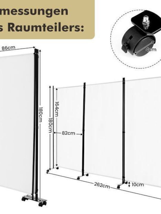 Costway Διακοσμητικό Παραβάν Μεταλλικό 262x180cm