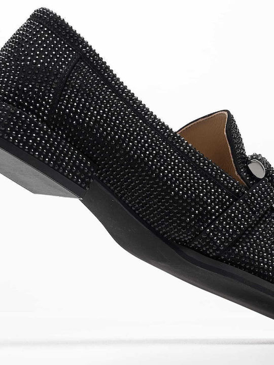 Leder Damen Loafers in Schwarz Farbe