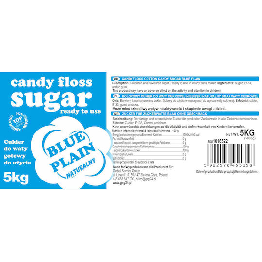 Blauer Zuckerwatte mit natürlichem Geschmack 5kg