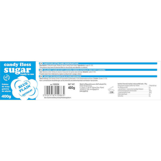 Blue Natural Cotton Candy Flavored Colored Sugar 400g
