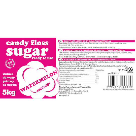 Roter Wassermelonen-Geschmack Zuckerwatte Zucker 5kg