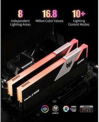 Acer Vesta II RGB 32GB DDR5 RAM με 2 Modules (2x16GB) και Ταχύτητα 6000 για Desktop