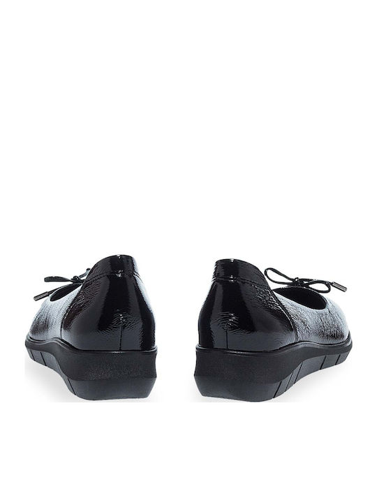 Leder Damen Ballerinas Schwarze