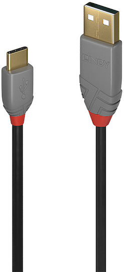 Lindy Anthra Line USB 2.0 Cable USB-C male - USB-A Μαύρο 3m 36888