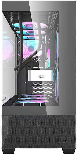 Darkflash DS900 AIR + ARGB Fans Gaming Midi Tower Κουτί Υπολογιστή με Πλαϊνό Παράθυρο Μαύρο