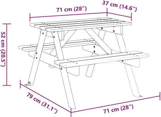 vidaXL Small Table Brown For 3+ Years