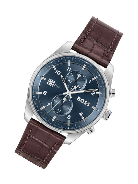 Hugo Boss Watch Chronograph Battery with Brown Metal Bracelet