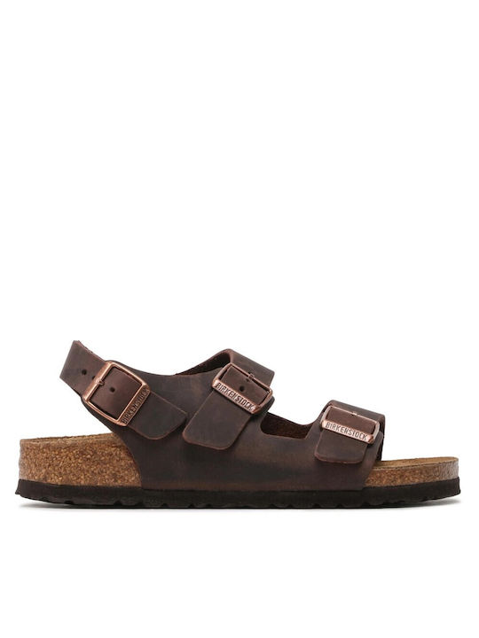 Birkenstock Milano Γυναικεία Σανδάλια σε Καφέ Χρώμα Narrow Fit