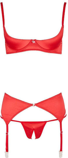 Shelf Bra Set Red 80b/m
