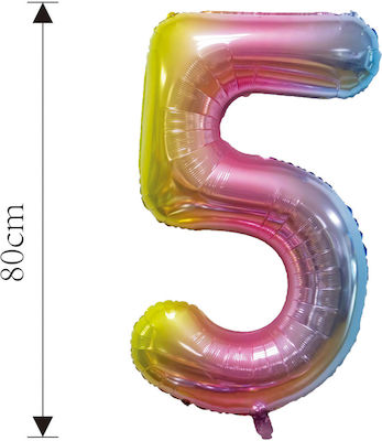 Foil Balloon Number 5 Multicolor 80cm 37608 Tpster