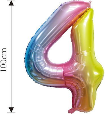 Foil Balloon Number 4 Multicolor 100cm 37637 Tpster